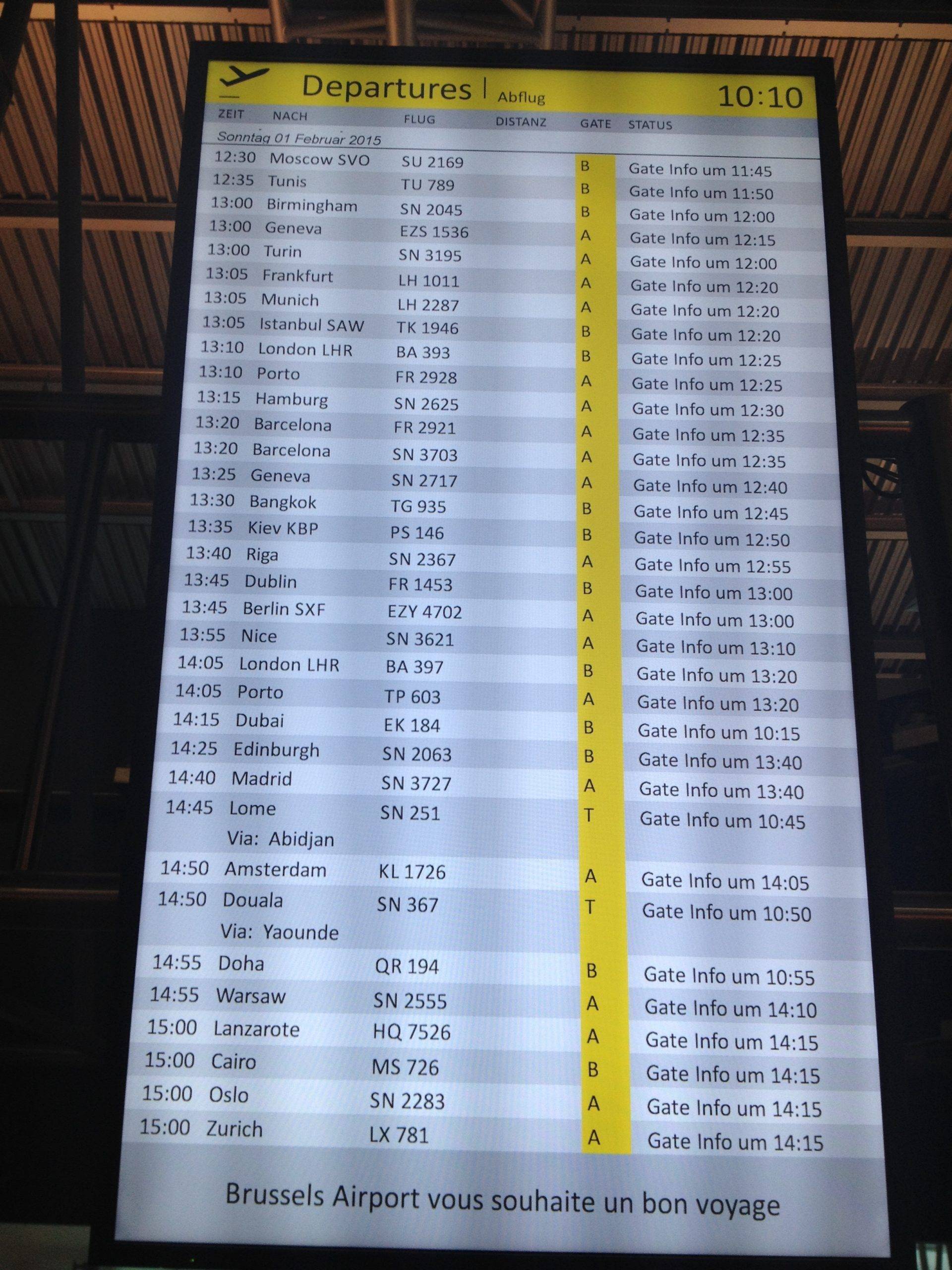 Airport departure board